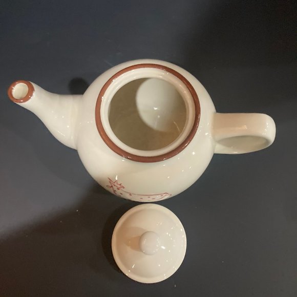 Terracotta Teapot Tea Pot with Chicken Rooster Polka Dots by Coastline Imports - Picture 7 of 9